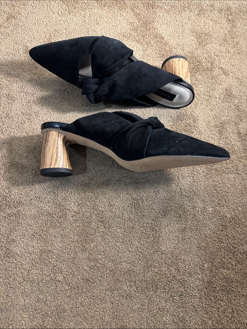 Sanctuary Sunset Black Knotted Pointed-Toe Mule Heels - - Picture 6 of 9